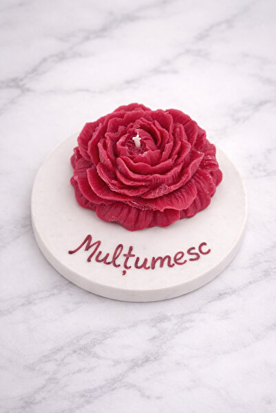 Roots&Flame Decorative peony candle on plaster stand – Thank you