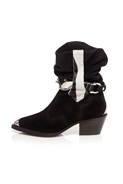 Modish Boutique Women's Boots / Ankle Boots with Patterned Bellem Black