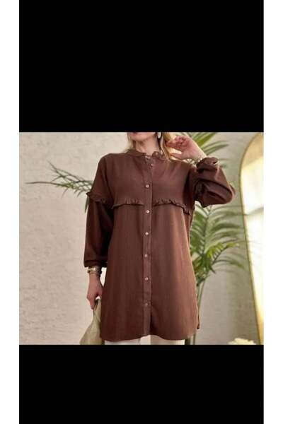 modasindoma Women's Judge Collar Shirt Brown