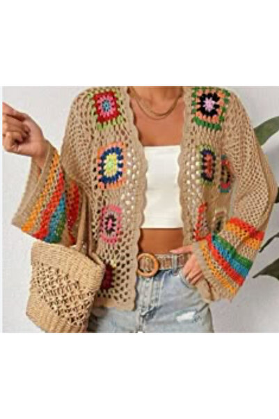 MEGA Megahan boutıque yazlık bohem renklı motıflı trend hırka