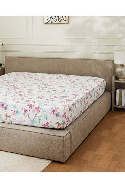 REDTAG ملاءة مطاطية بيج مطبوع بنقوش زهور (مقاس مفرد)