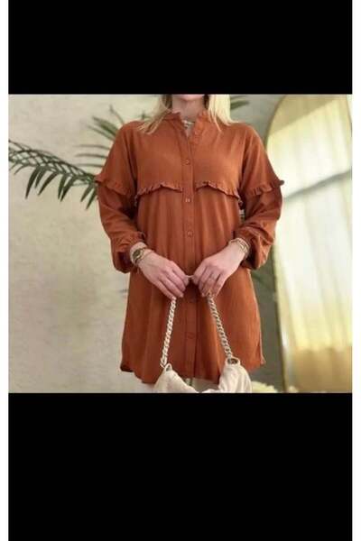 modasindoma Women's Judge Collar Shirt Tan