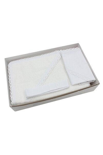 PRICHINDEL Baptism Set, Mir Cloth, Band and Towel, Irina with Lace, Cotton, W...