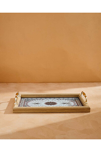 REDTAG صينية ذهبية مستطيلة الشكل ذات تصميم هندسي متوسط ​​الحجم