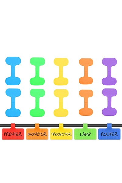 zola Set de 10 etichete pentru cabluri, nailon, 6x3,5 cm, multicolore