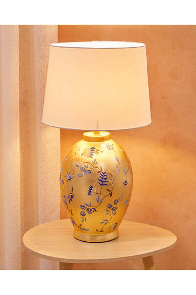 REDTAG مصباح طاولة سيراميك ذهبي وأزرق – 59 سم