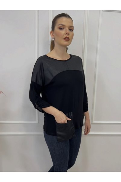 MİRVE BUTİK Leather Detailled, D-Ring Blazer