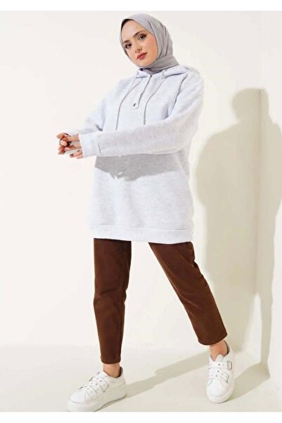 modasindoma Women's Half Button Sweatshirt Gray