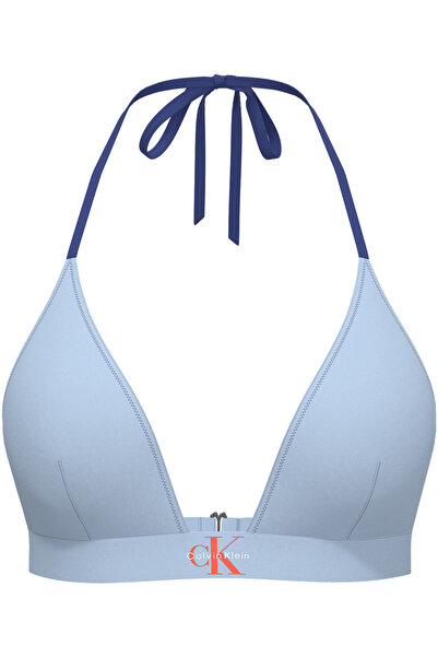 Calvin Klein Kadın Mavi Logo Detaylı Üçgen Bikini Üstü