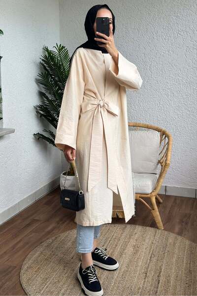 zenne Side-Tie Kimono Beige