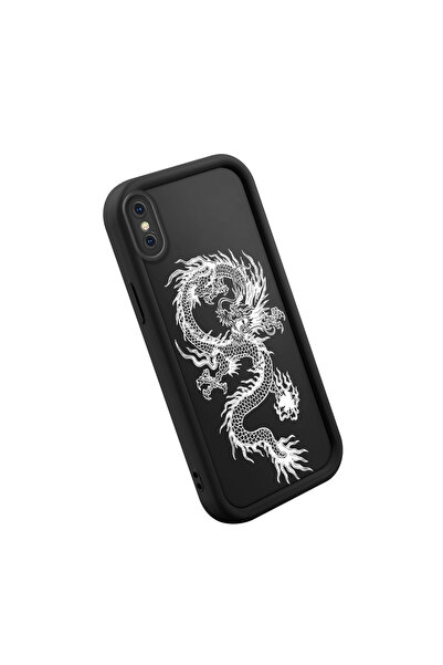 SLIMFELT iPhone X/XS Yüksek Kaliteli Klasik Ejderha Desenli Kılıf, Lüks, Darb...