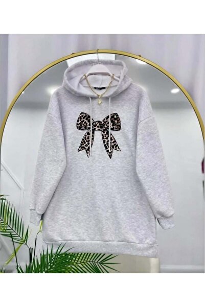 modasindoma Women's Leopard Bow Printed Sweatshirt Gray