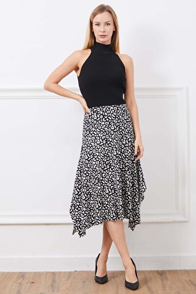 zenne Patterned Skirt Black - White