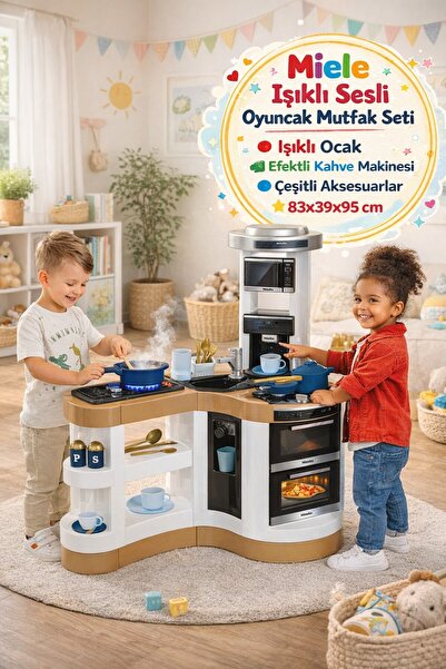 TOYFEST Klein Işıklı Sesli Oyuncak Mutfak Seti + Kahve Makinesi 83x39x95 cm