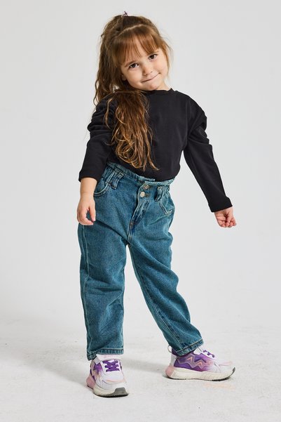 poozkids Girls' Jeans – Elastic Waist Denim Jean Comfortable Fit Casual