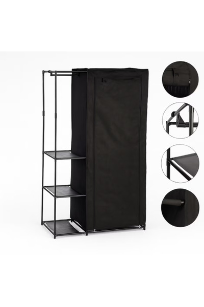 KIPIT Dulap dublu combinat, KIPIT, husa textila, bara umeras si rafturi, 172 ...