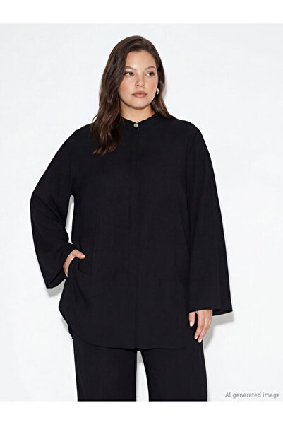 LC Waikiki Rmz Gi̇yi̇m Farkiyla Hakim Roba Collar Textured Women's Shirt Tunic