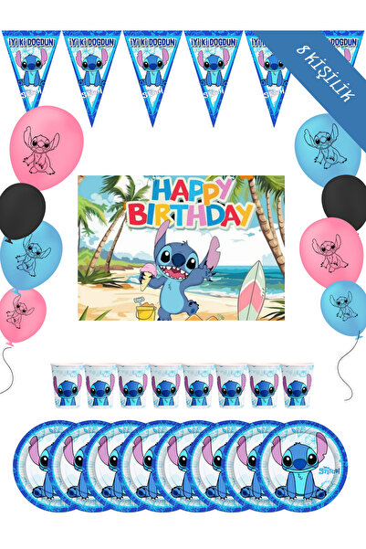snowparty 8-Person Stich Stitch Lilo and Stiç Birthday Party Decoration Set w...