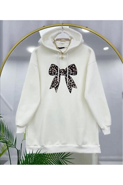 modasindoma Women's Leopard Bow Printed Sweatshirt White