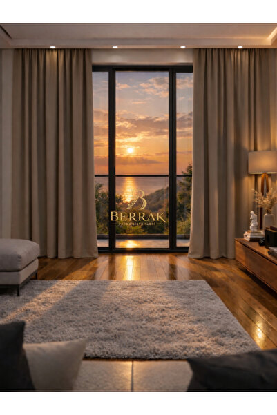 BerrakPerde Bej Blackout, Fon Perde, Işık Geçirmez, Karartma Perde, Tek Kanat...