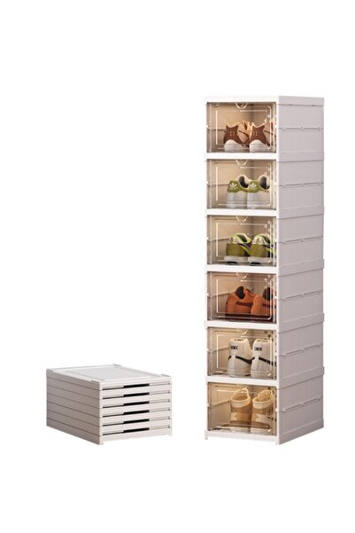 FOXMAG24 Shoe Organizer, Foldable, with Transparent Doors, 6 Levels, 105.5 cm