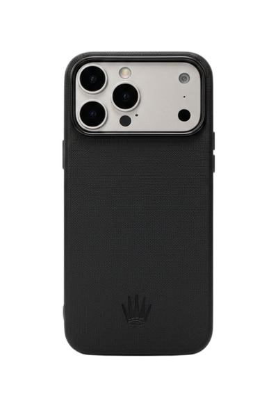 WATCHOFROYAL Woven iPhone 17 Pro Black Case with Magnetic Feature Leather
