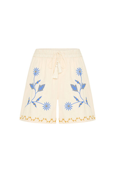 Mudo شورت مريح مطرز بتصميم عرقي