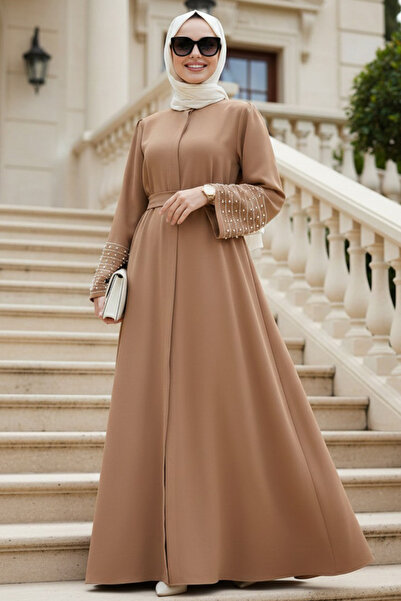 N.S NEVA STYLE Камел-абая з бісерними ґудзиками на рукавах 60041C