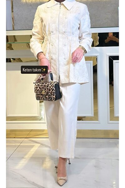 my312 DÜĞME DETAYLI KETEN TAKIM