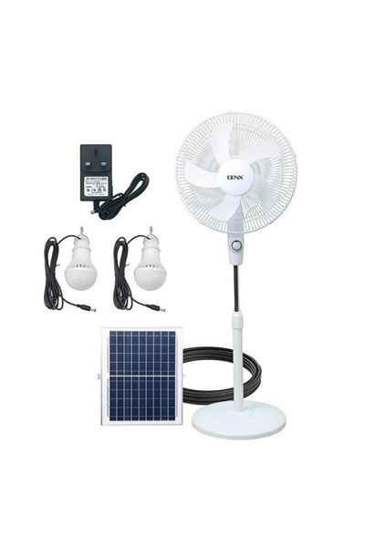Generic DENX 16" Rechargeable Solar Stand Fan, 3 Speeds, 5000mAh, LED, Portab...