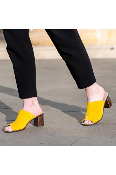 OEM Genuine leather clogs 038 yellow velour