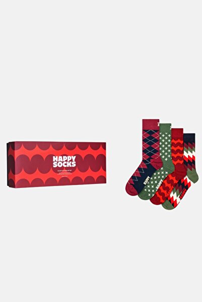 Happy Socks - Multi-Colored Dot and Line Patterned 4-Piece Cotton Sock Set