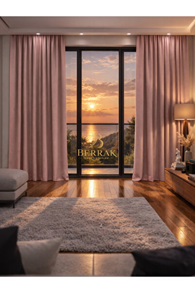 BerrakPerde Pudra Pembe Blackout, Fon Perde, Işık Geçirmez, Karartma Perde, T...