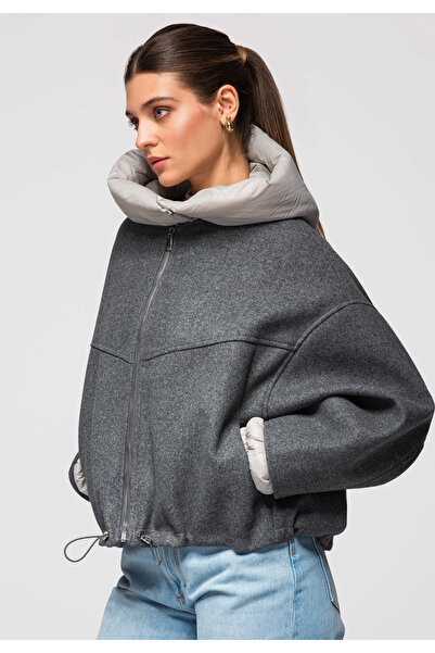 OMBRE Men's Gray Autumn Jacket OW-JANP-0117 Modern Quilted