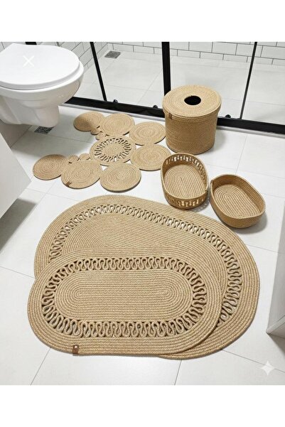 ModaCardin Jüt,Hasır,Banyo Takımı,Banyo Paspası, Paspas Takımı,Makyaj Sepeti,...