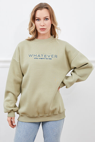 zenne Whatever Printed Three Thread Sweatshirt Green