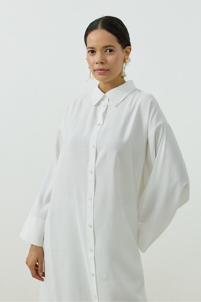 QANU Viskon Gömlek Ekru