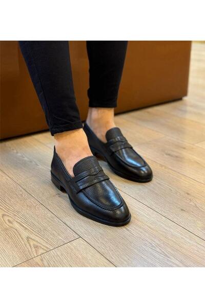 Parlak Hakiki Deri Kauçuk Taban Makosen Ayakkabı