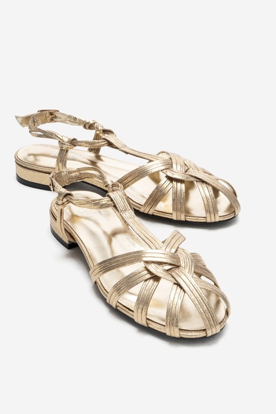 LuviShoes ROSSE Altın Simli Kadın Sandalet
