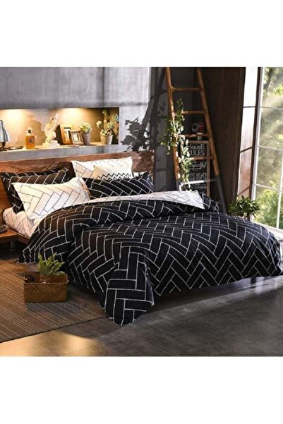 Arabest 6Piece Bed Sheet and Duvet Cover Set,Cotton Soft Material,Black Geome...
