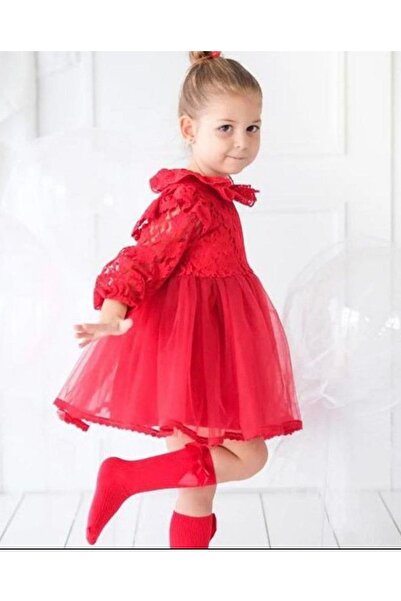 Babylee Kırmızı dantel elbise