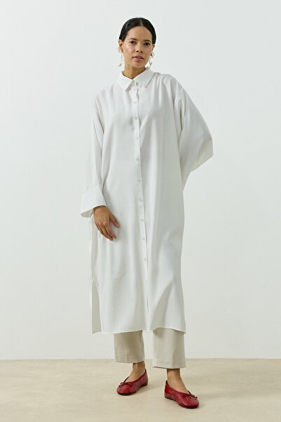 QANU Viskon Gömlek Ekru