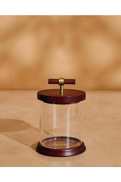 REDTAG علبة زجاجية شفافة بغطاء خشبي سعة 750 مل