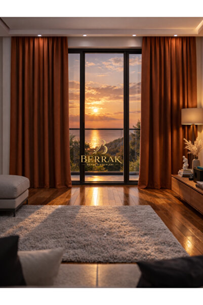 BerrakPerde Kiremit Blackout, Fon Perde, Işık Geçirmez, Karartma Perde, Tek K...