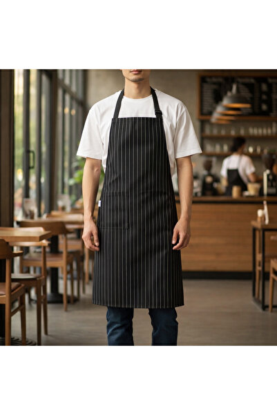 Dinçer Atakan İş Elbiseleri Chefpro Apron with Straps - Black/White – Chef / ...