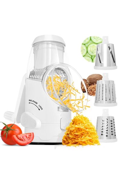 moontime alaçatı Çok Fonksiyonlu Dilimleyici Öğütücü Rende, Beyaz Mutfak Yard...