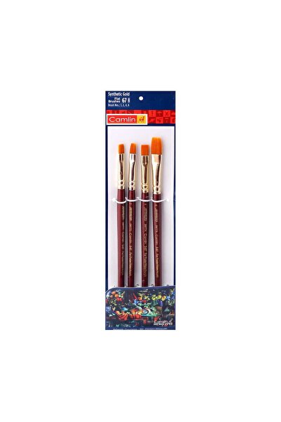 Camel Synthetic Gold Hair Flat Brush 4pcs Set 67 Series