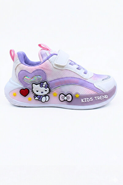 Ekonomik Ayakkabı Girls' Velcro Sneakers White Purple Gradient, Casual with C...