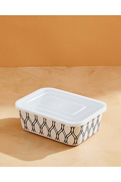 REDTAG Grey Geometric Bamboo Storage Box With Lid (Medium)