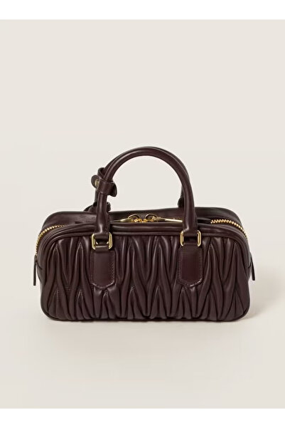 MIUHOME Small Arcadie Top Handle Bag in Matelassé Nappa Leather Crossbody Sho...